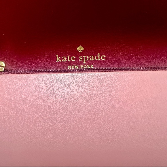 Kate Spade Two-Tone Pink Bordeaux Leather Bifold Wallet - Picture 11 of 12